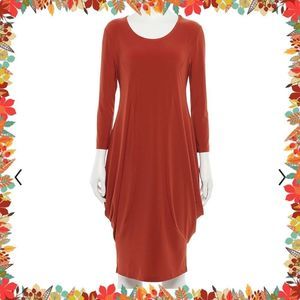 Nina Leonard Solid Draped Tunic Dress